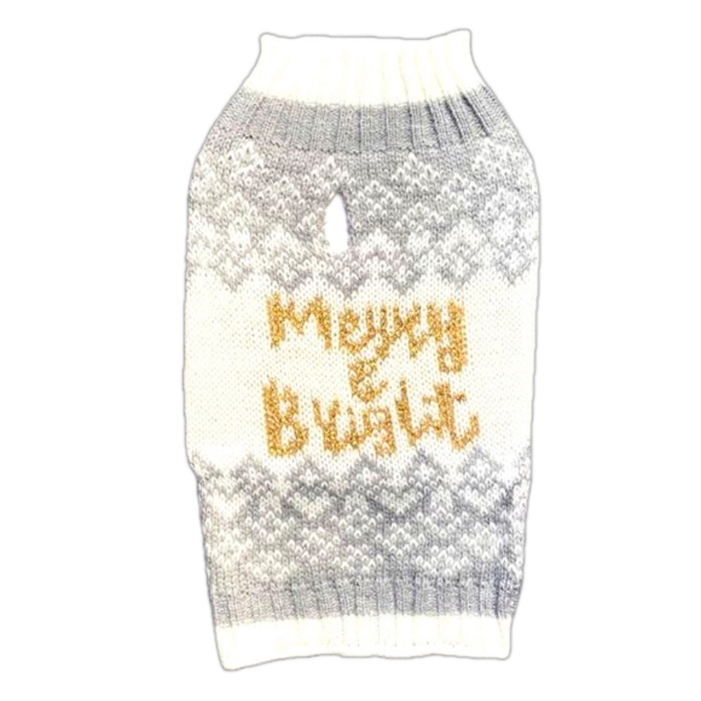 Pet Christmas Holiday Ugly Sweater - “Merry & Bright” - Brand New